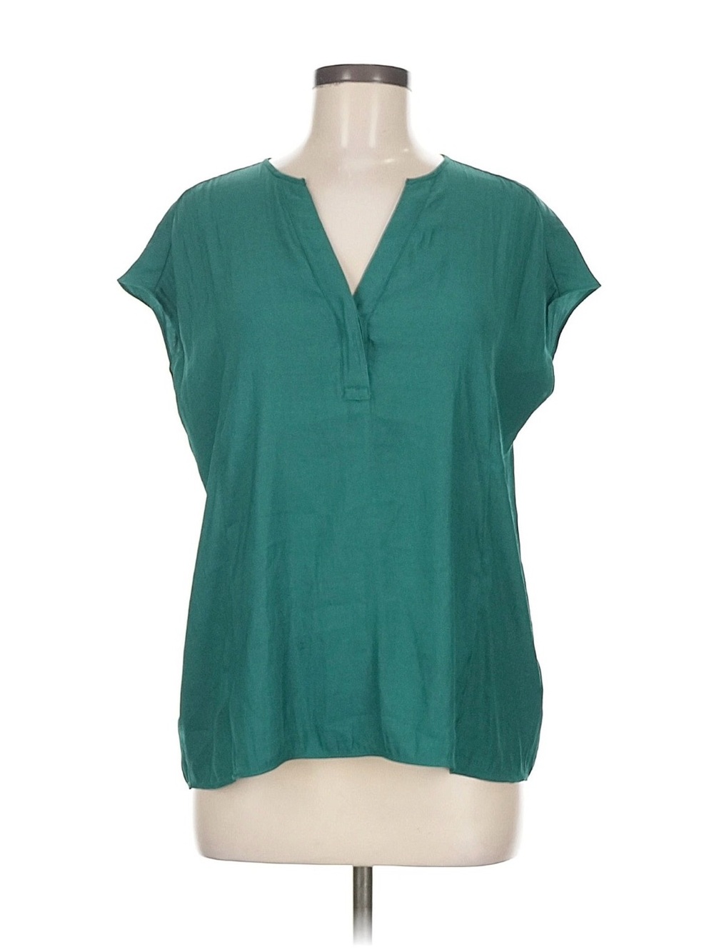 Banana Republic Satin Short-Sleeve Split-Neck Blouse
